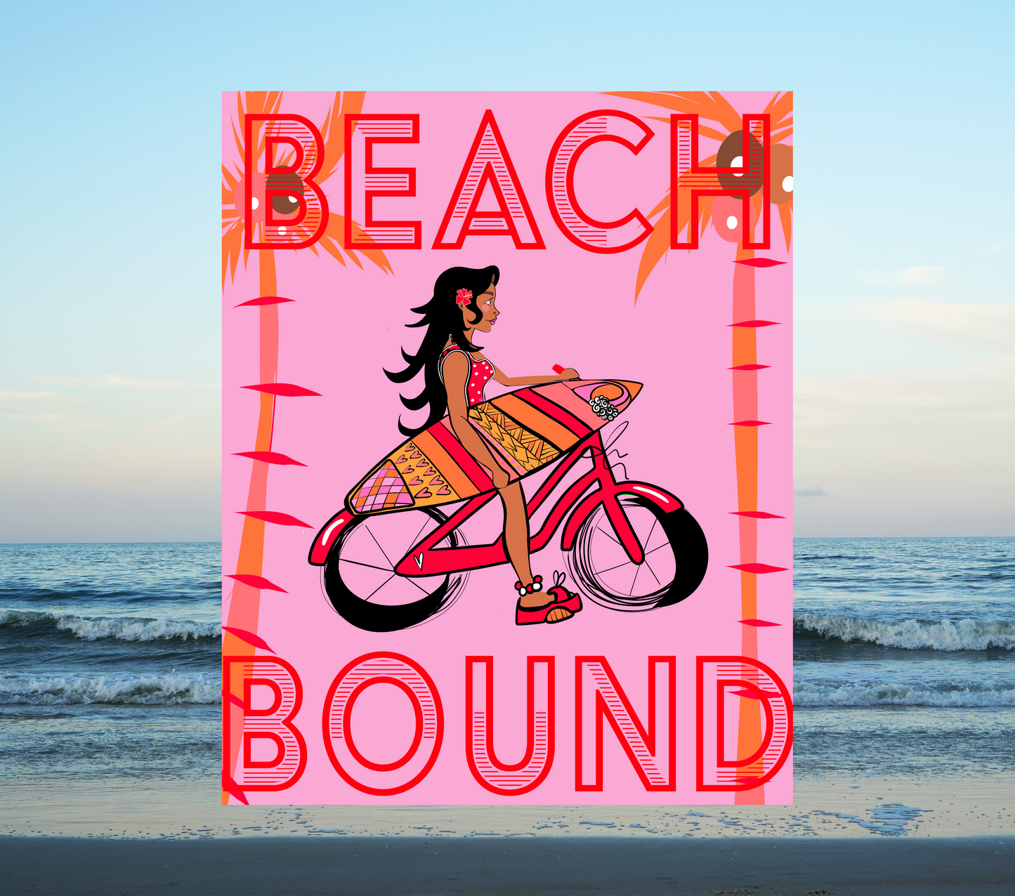 Surfer Girl Summer Art Print