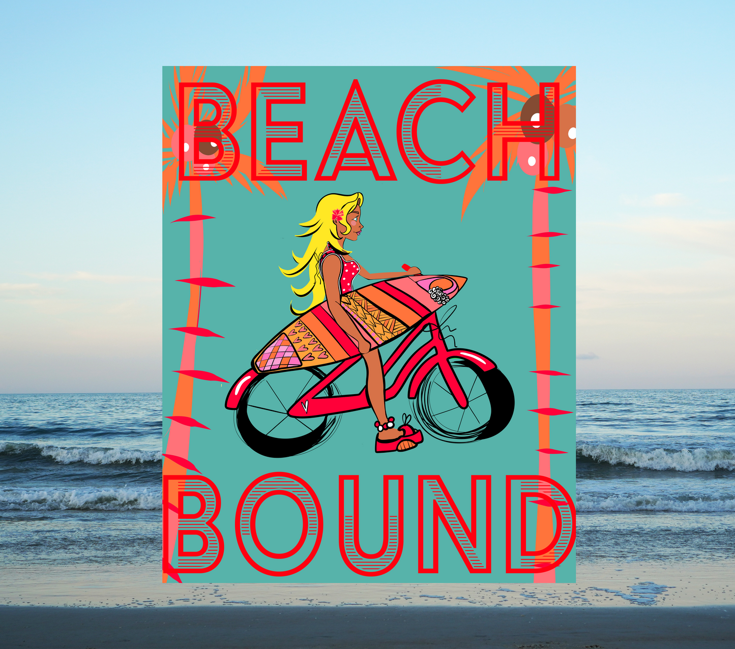Surfer Girl Summer Art Print