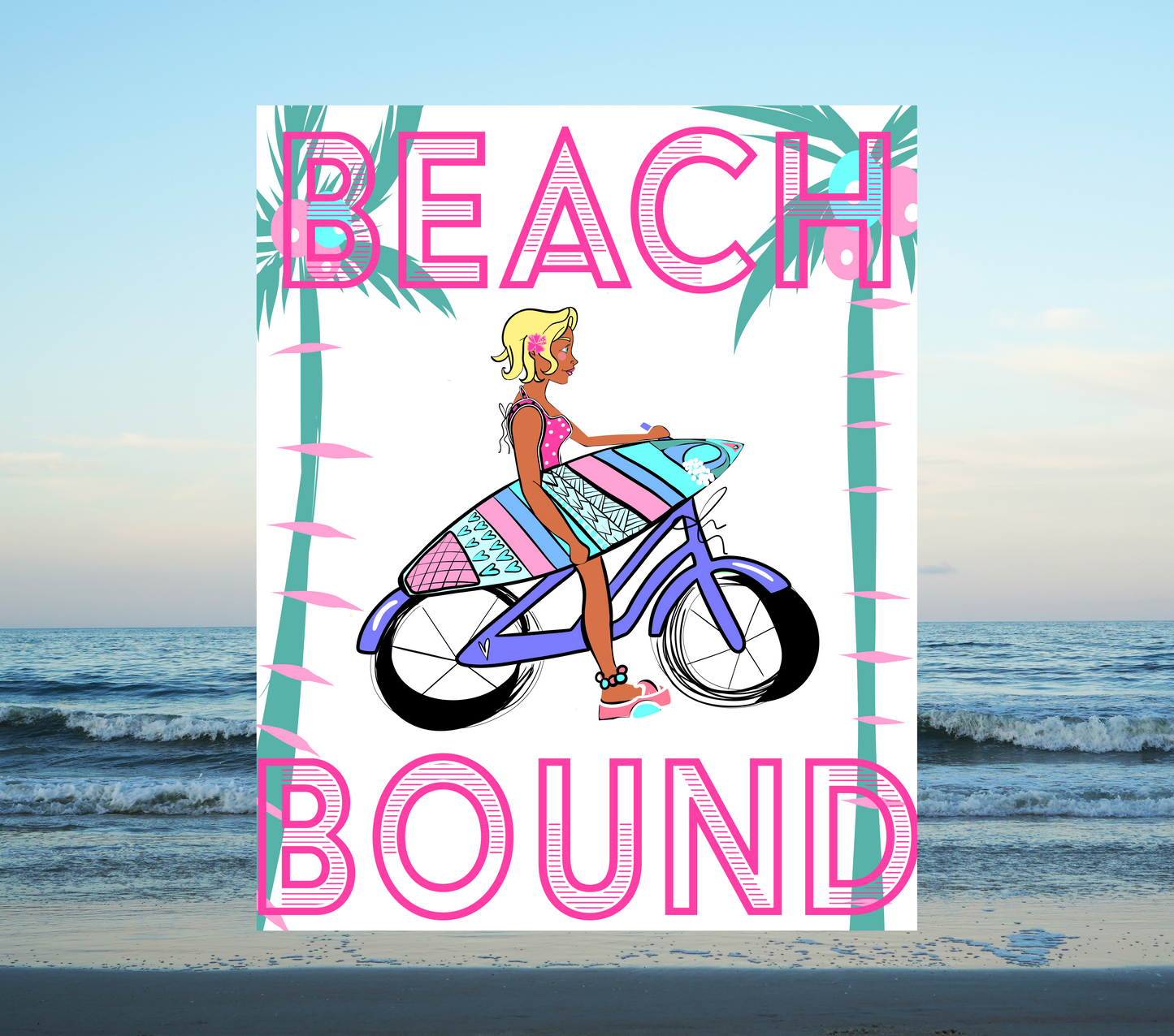 Surfer Girl Summer Art Print