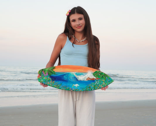 Textured Hand Carved Surfboard